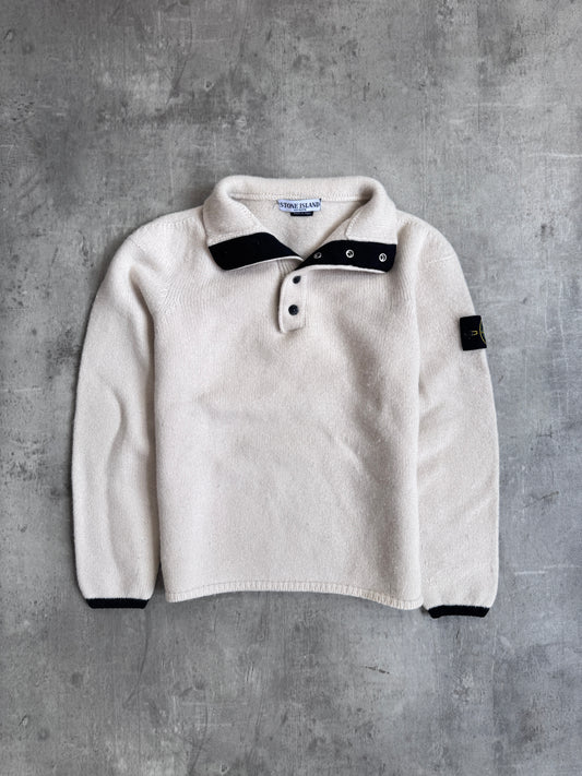 S/S 2016 Stone Island Light Cotton Cream 1/4 Button Sweatshirt