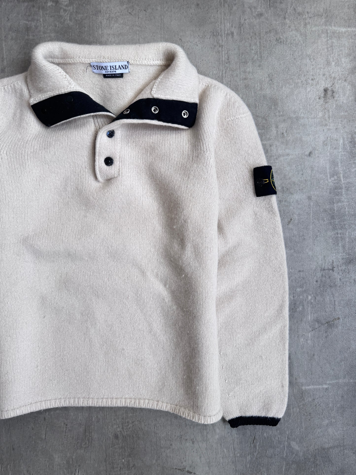 S/S 2016 Stone Island Light Cotton Cream 1/4 Button Sweatshirt