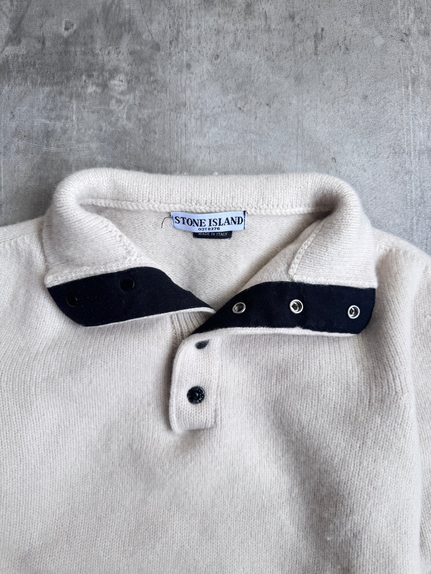 S/S 2016 Stone Island Light Cotton Cream 1/4 Button Sweatshirt