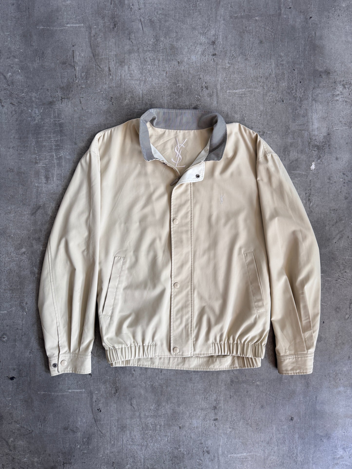 YSL Cream Lightweight Bomber Jacket