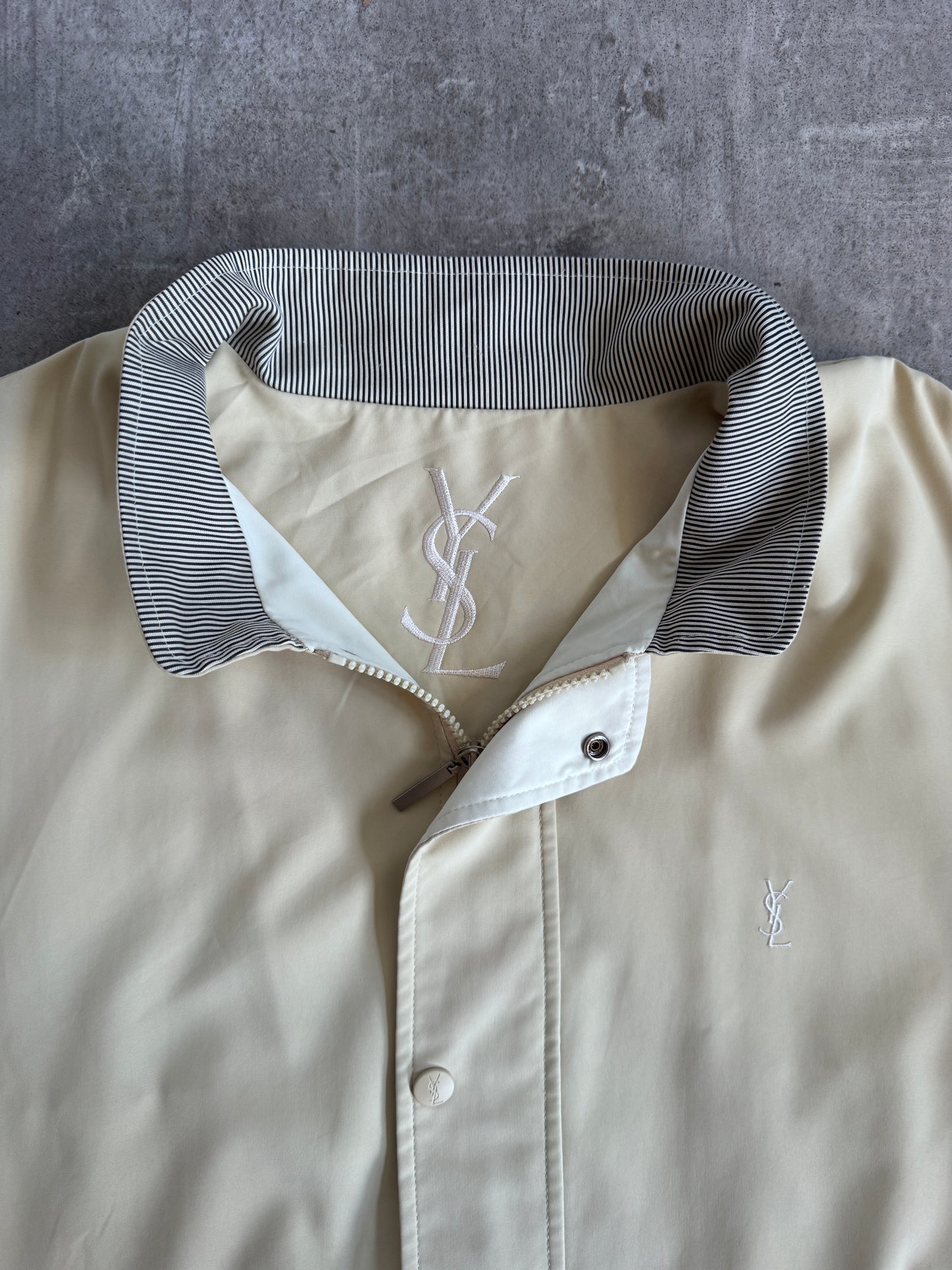 YSL Cream Lightweight Bomber Jacket