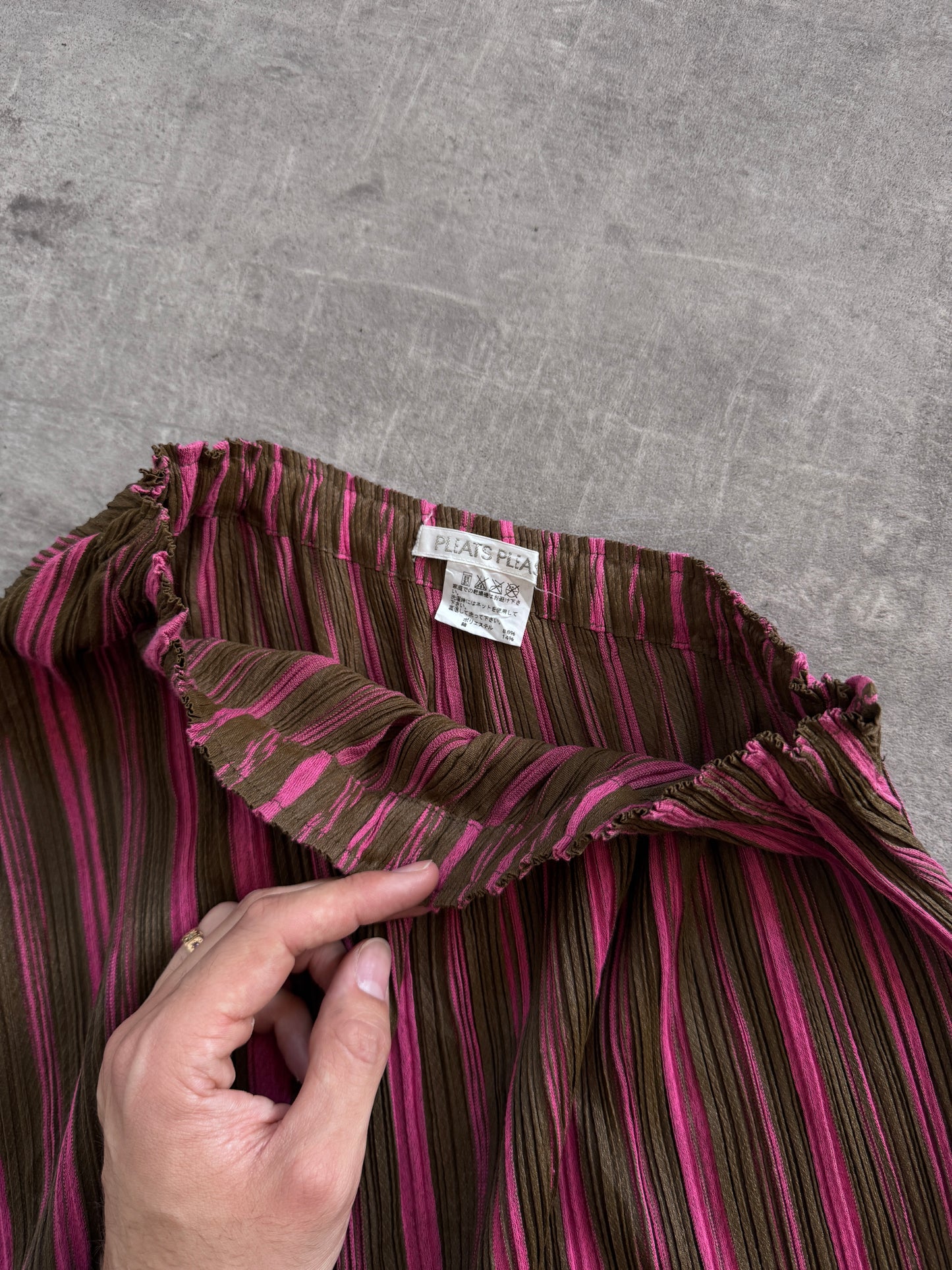 Issey Miyake Pleats Please Two-Tone A-Line Skirt