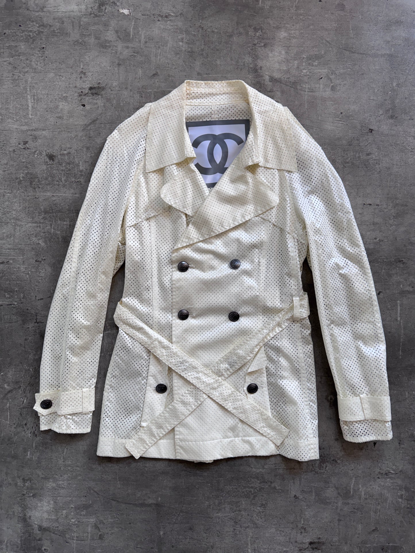 2008 Chanel Perforated Cotton Trench Coat