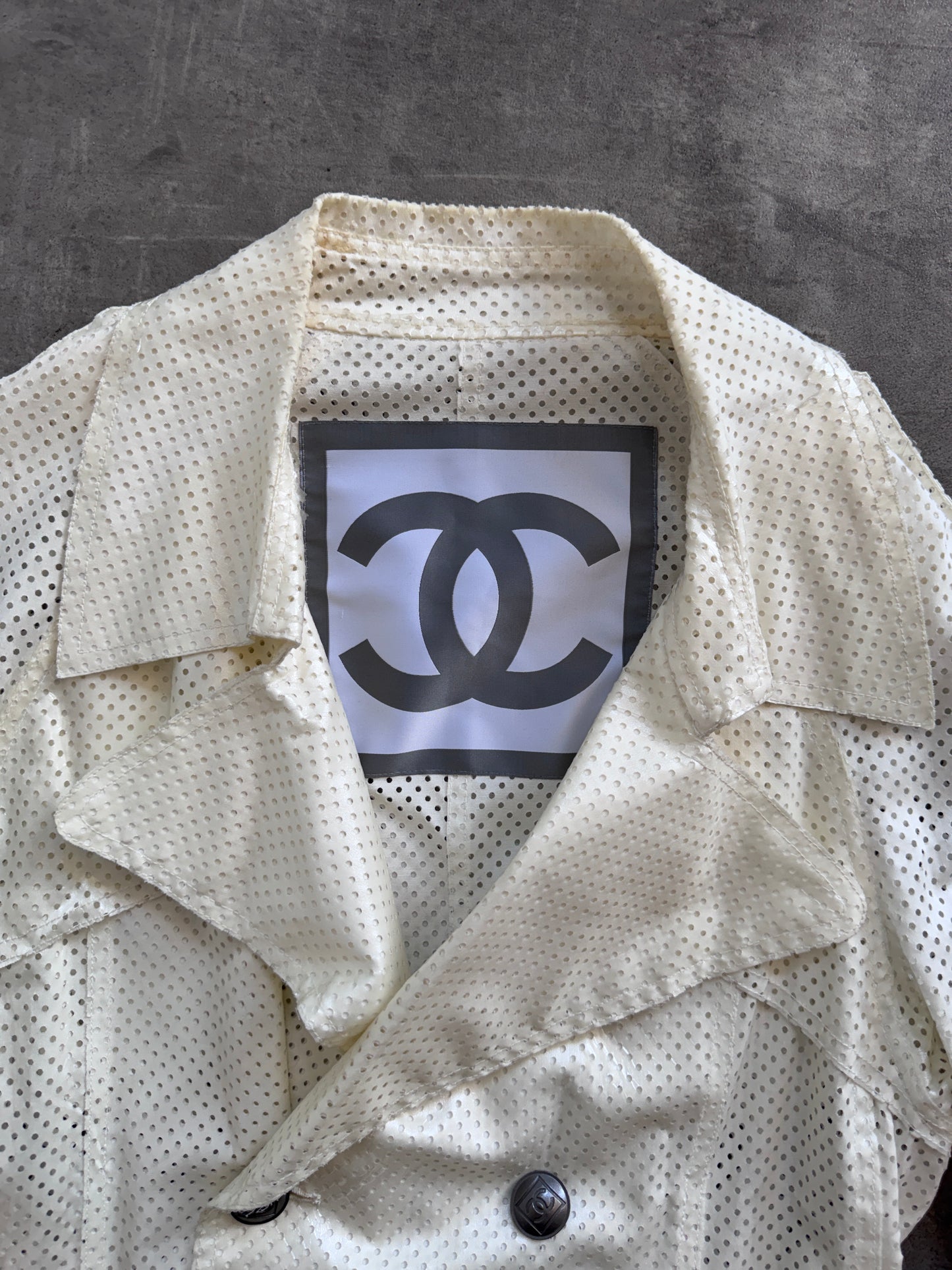 2008 Chanel Perforated Cotton Trench Coat