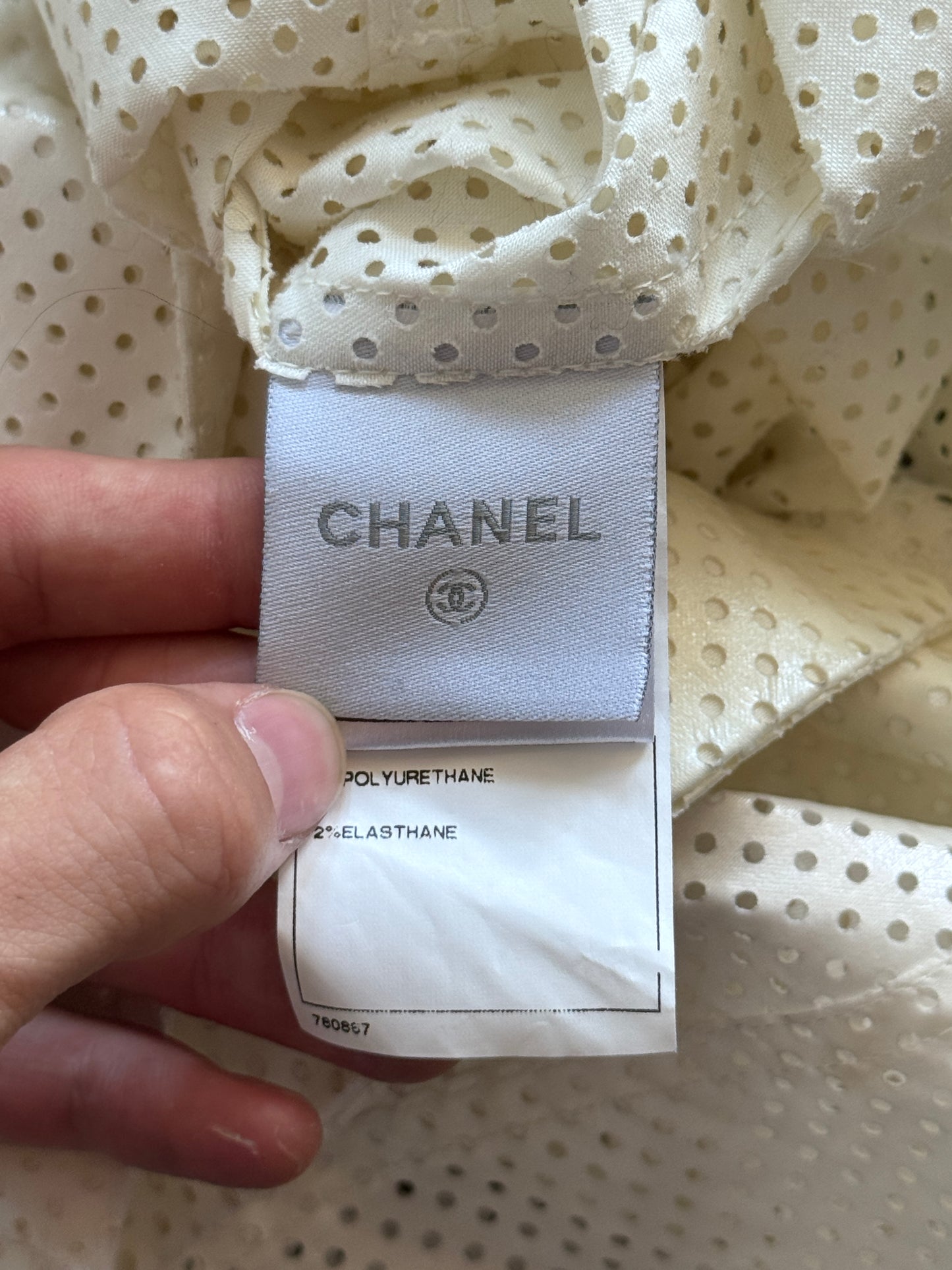2008 Chanel Perforated Cotton Trench Coat
