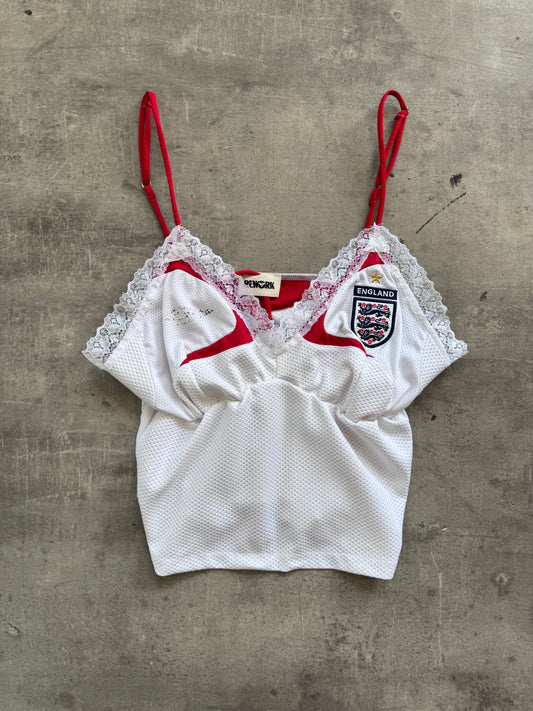 VT Rework : England Football Lace Detail Cami Top