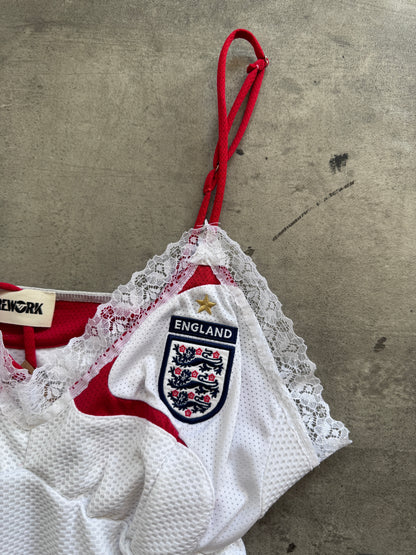 VT Rework : England Football Lace Detail Cami Top