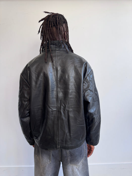 Conbipel 1980's Saddie Brown Waxed Leather Bomber