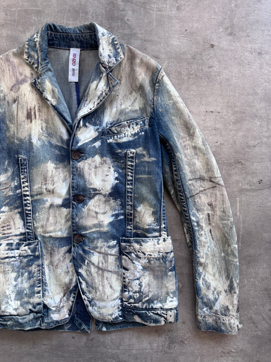 Kenzo Defilé Printed Denim Blazer