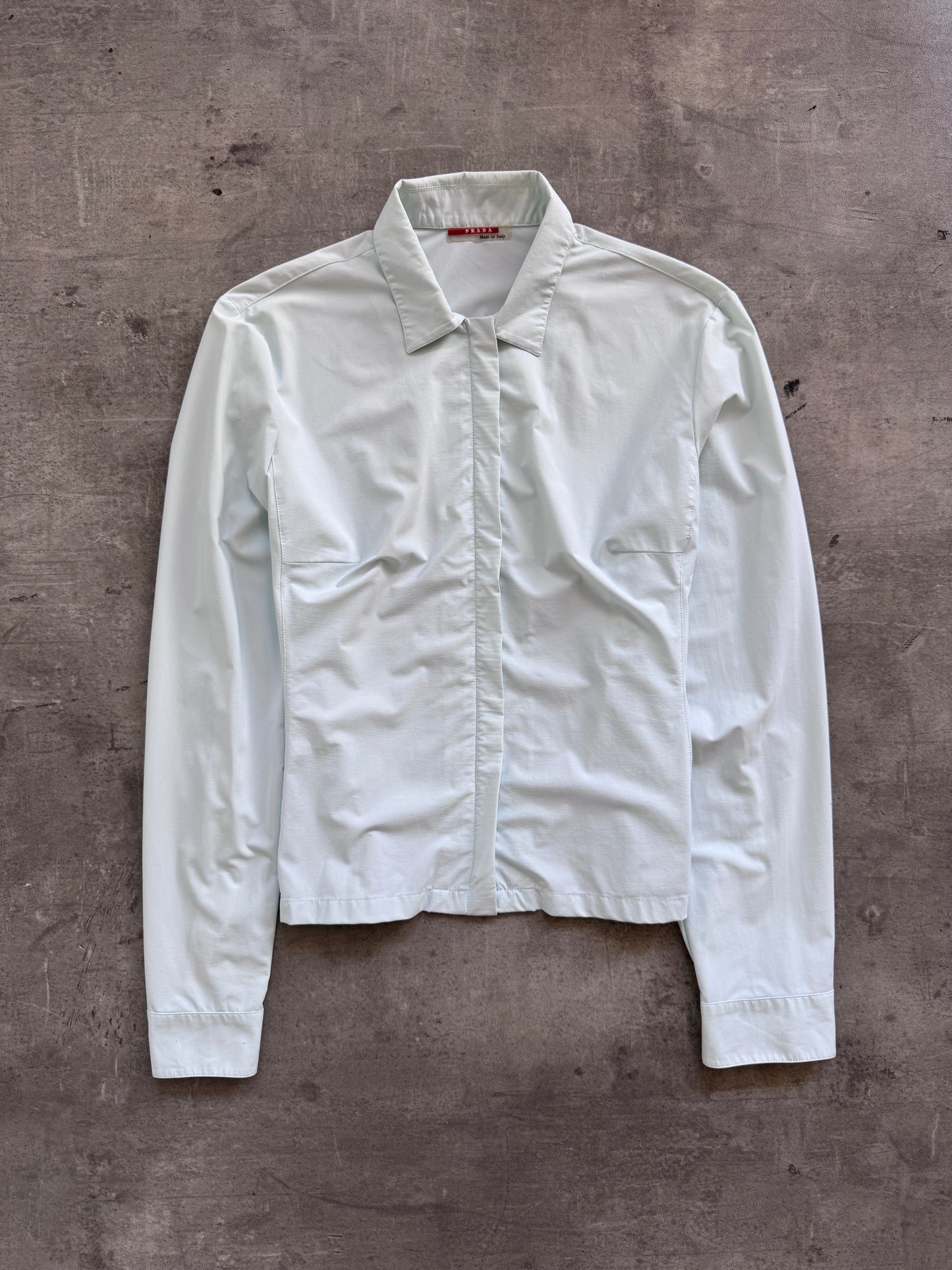 Prada Sport Baby Blue Zip Up Blouse