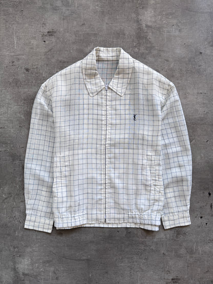 YSL Lightweight Cotton Grid Print Bomber