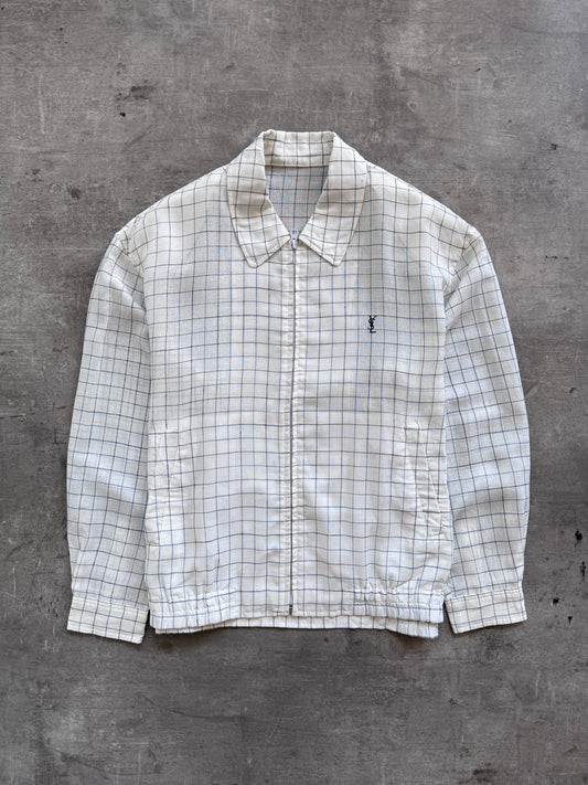YSL Lightweight Cotton Grid Print Bomber