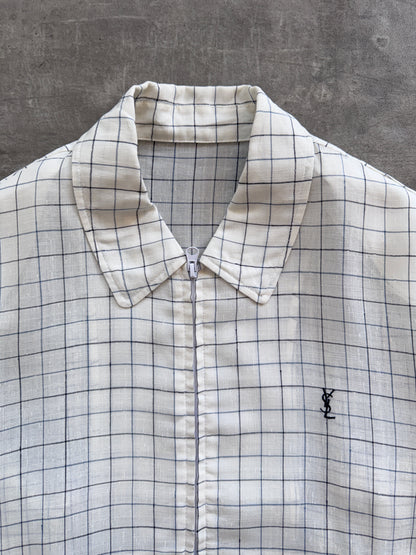 YSL Lightweight Cotton Grid Print Bomber