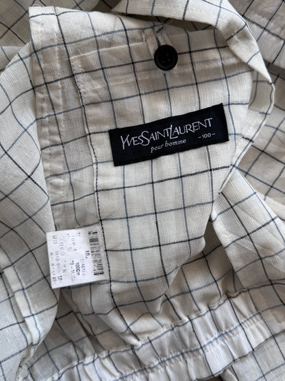 YSL Lightweight Cotton Grid Print Bomber