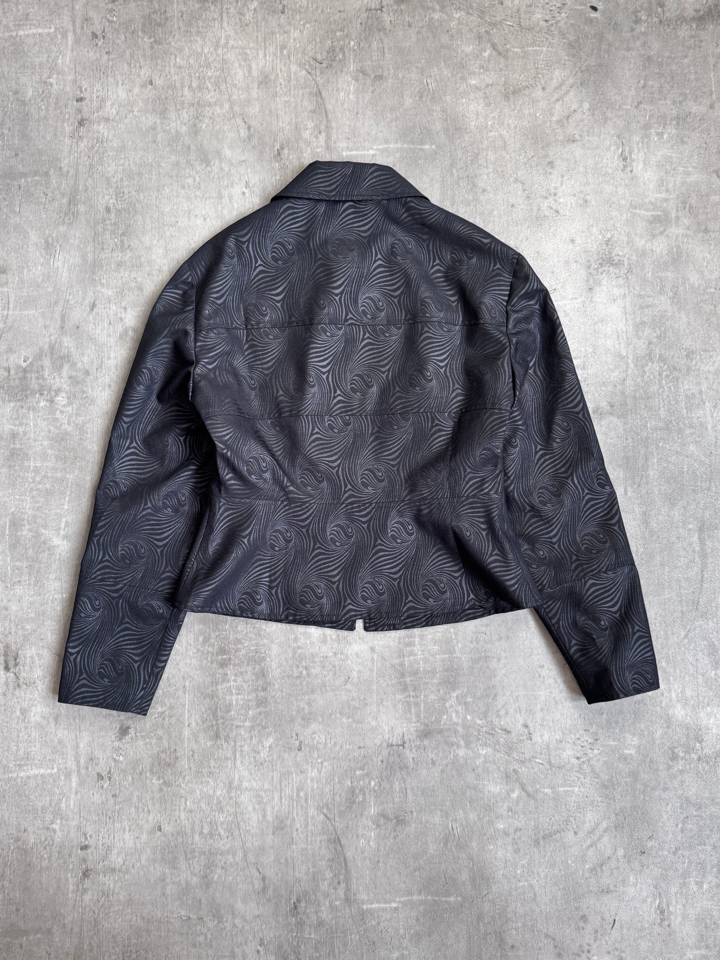 Versace Black Swirl Cropped Zip Up Jacket
