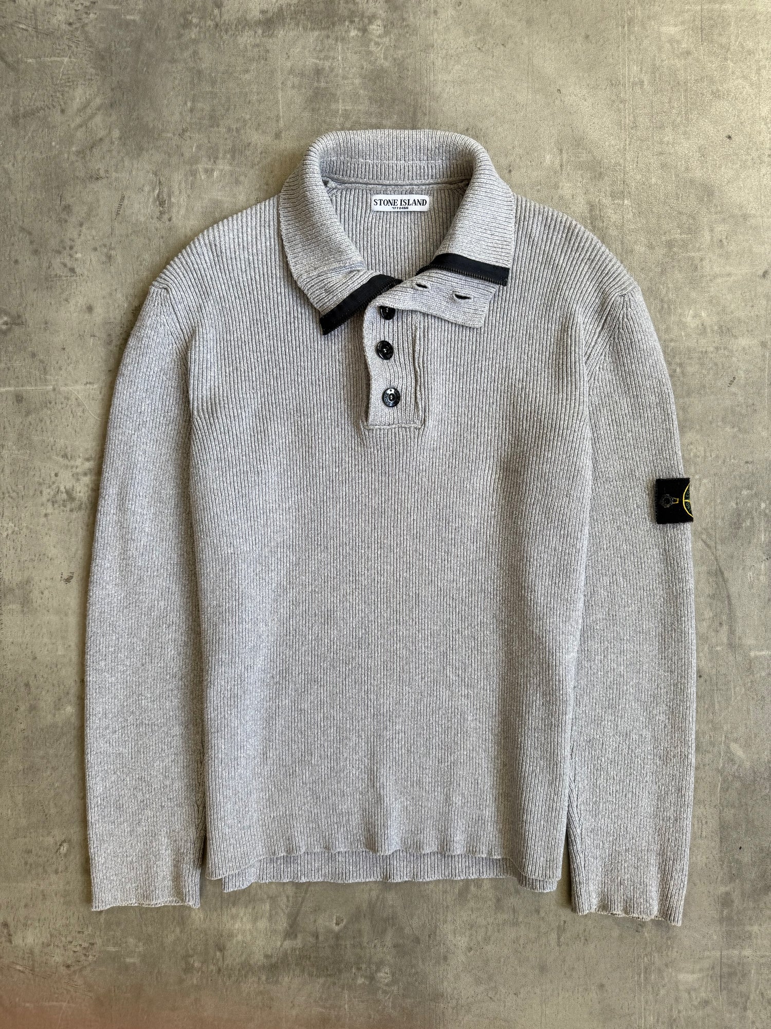 A/W 2009 Stone Island Ribbed Knit 1/4 Zip Grey Sweater