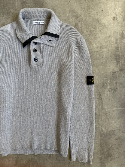 A/W 2009 Stone Island Ribbed Knit 1/4 Zip Grey Sweater