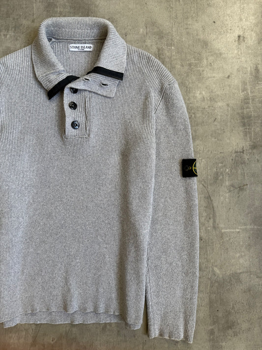 A/W 2009 Stone Island Ribbed Knit 1/4 Zip Grey Sweater