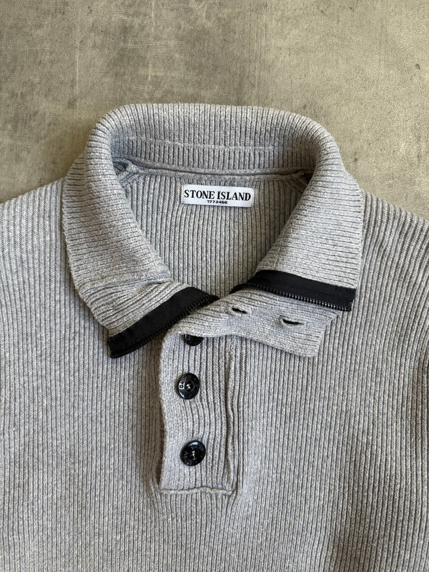 A/W 2009 Stone Island Ribbed Knit 1/4 Zip Grey Sweater