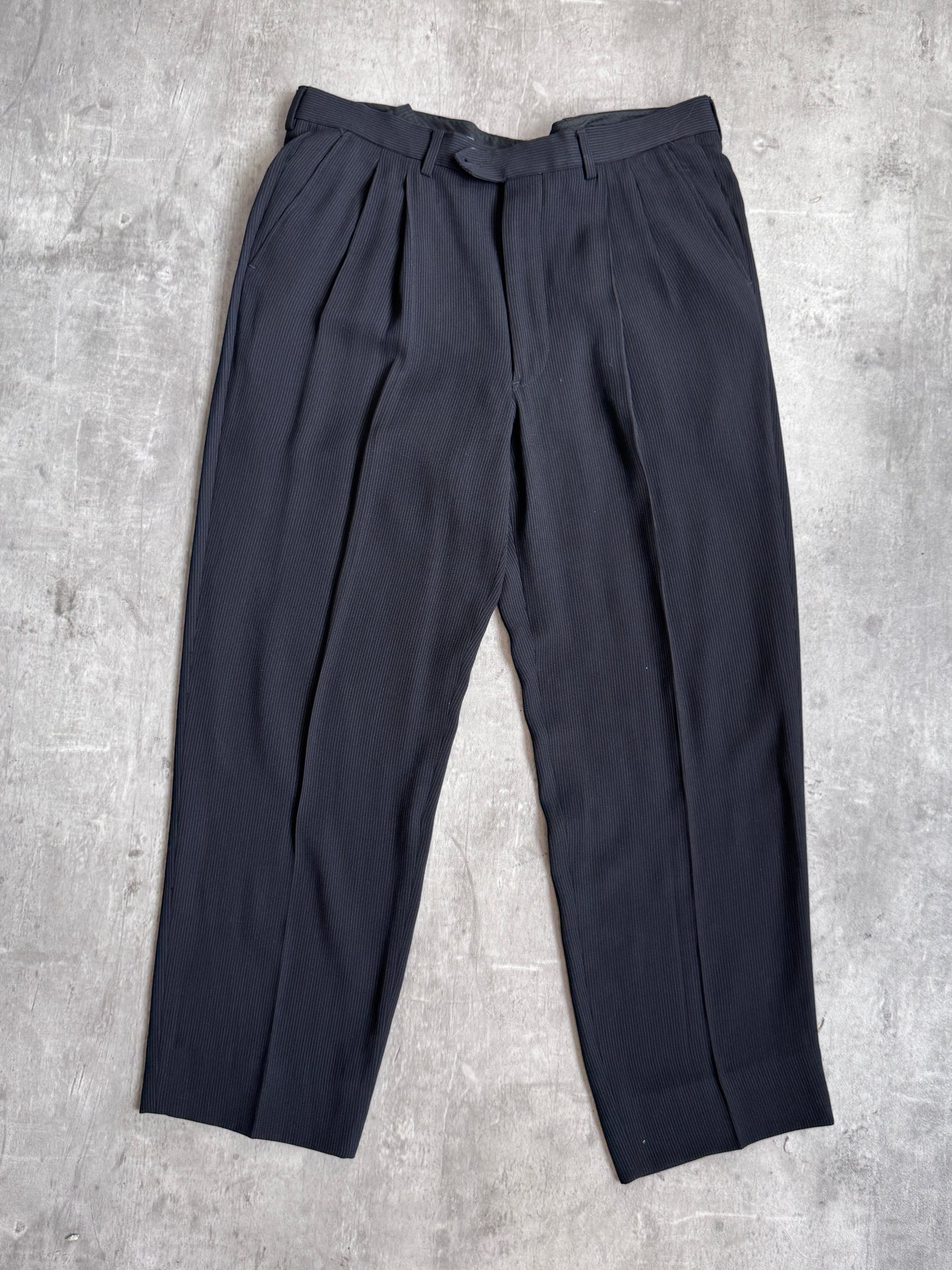 Giorgio Armani Black Pinstripe Suit Trousers