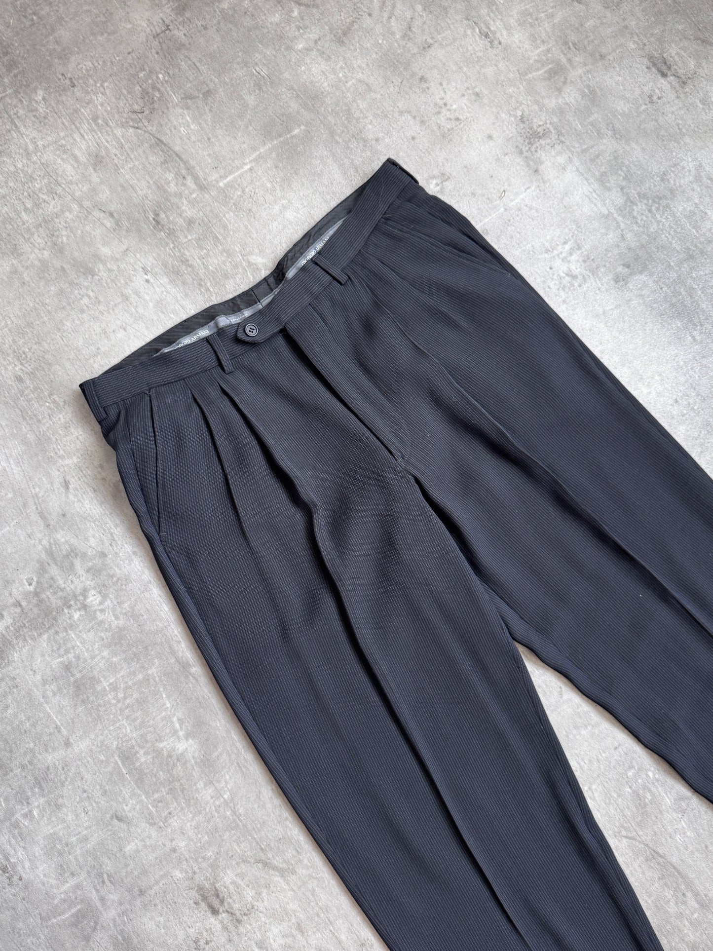 Giorgio Armani Black Pinstripe Suit Trousers