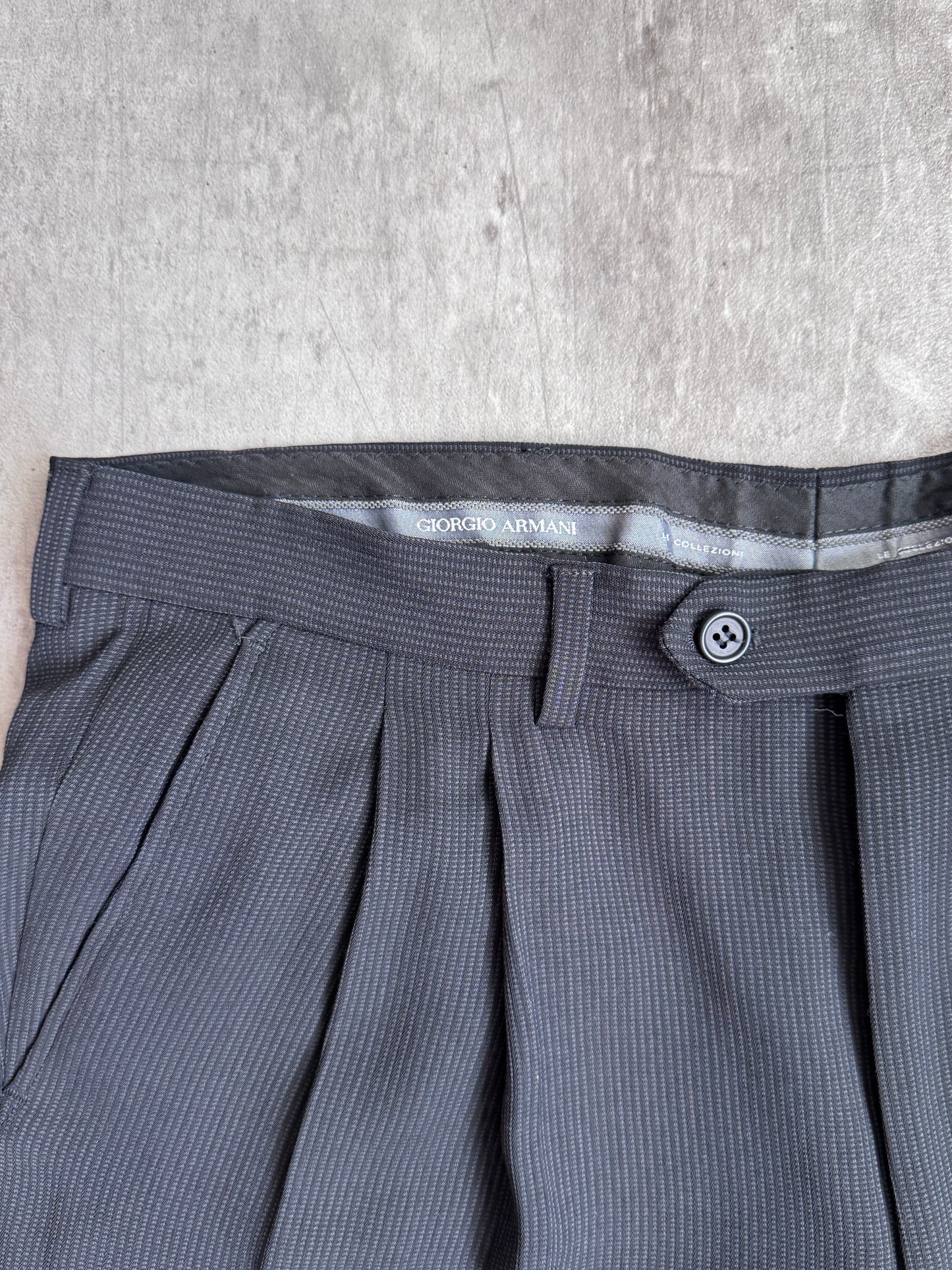 Giorgio Armani Black Pinstripe Suit Trousers