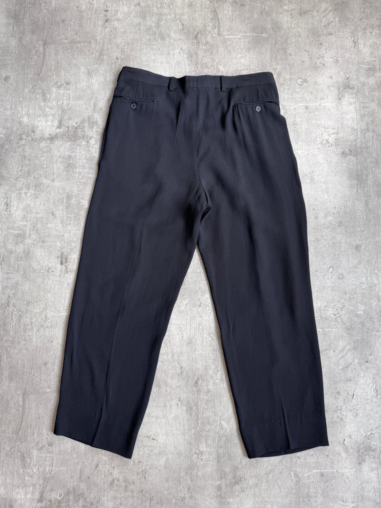 Giorgio Armani Black Pinstripe Suit Trousers