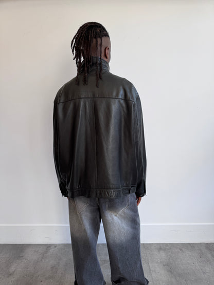 Polo Ralph Lauren Black Lambsleather Check Lined Leather Jacket