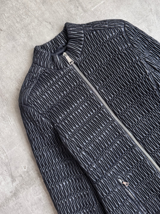 Prada Shirred Nylon Black Lightweight Puffer