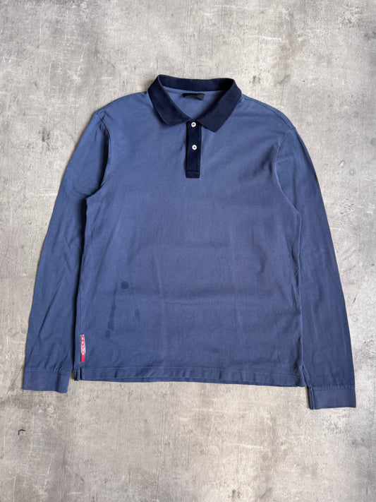Prada Two Tone Lons Sleeve Polo Shirt