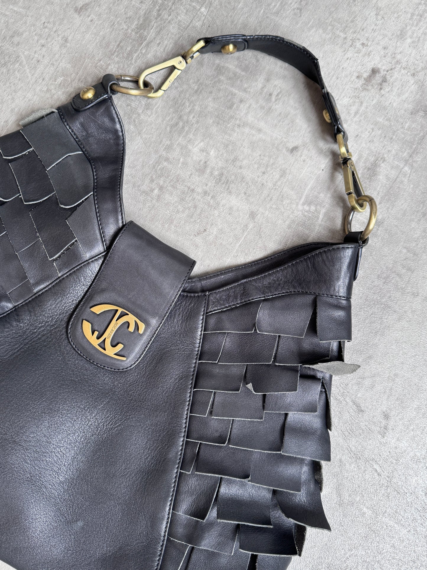 Just Cavalli Leather Layered Shoulder Bag