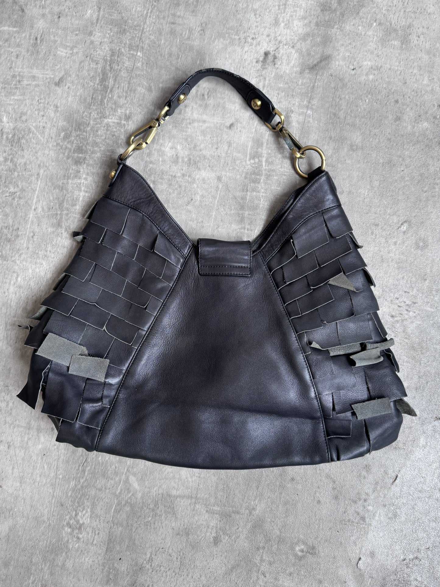 Just Cavalli Leather Layered Shoulder Bag