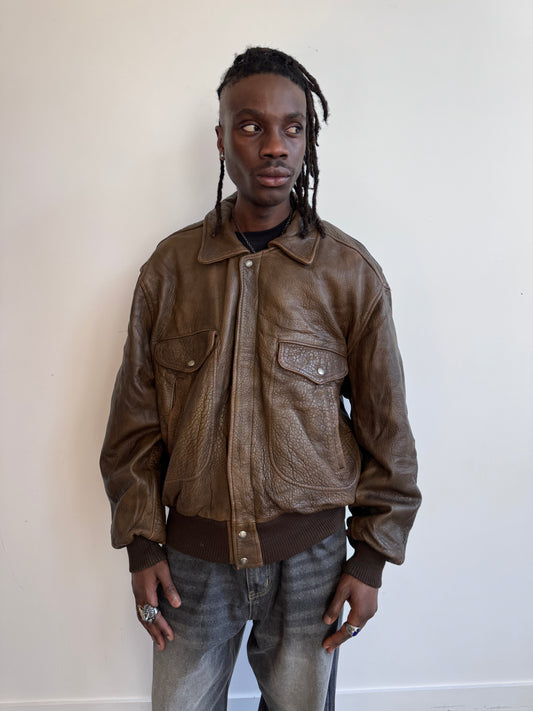 1980's SWIP 5 SHB Draft Leather Bomber Jacket (SOLD AS SEEN)