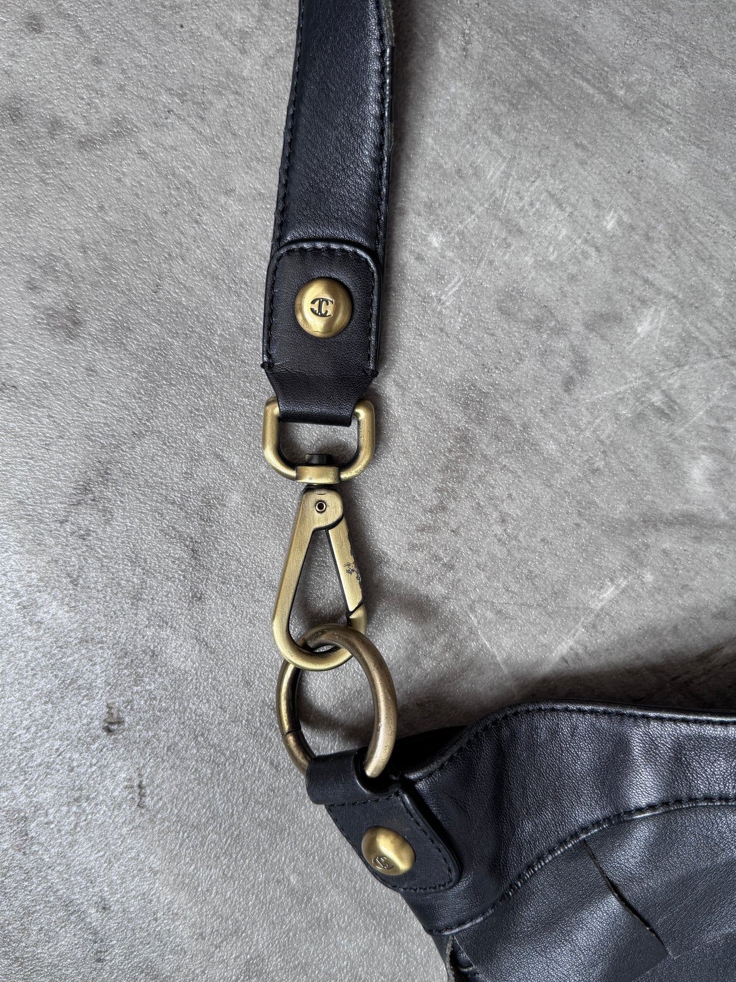 Just Cavalli Leather Layered Shoulder Bag