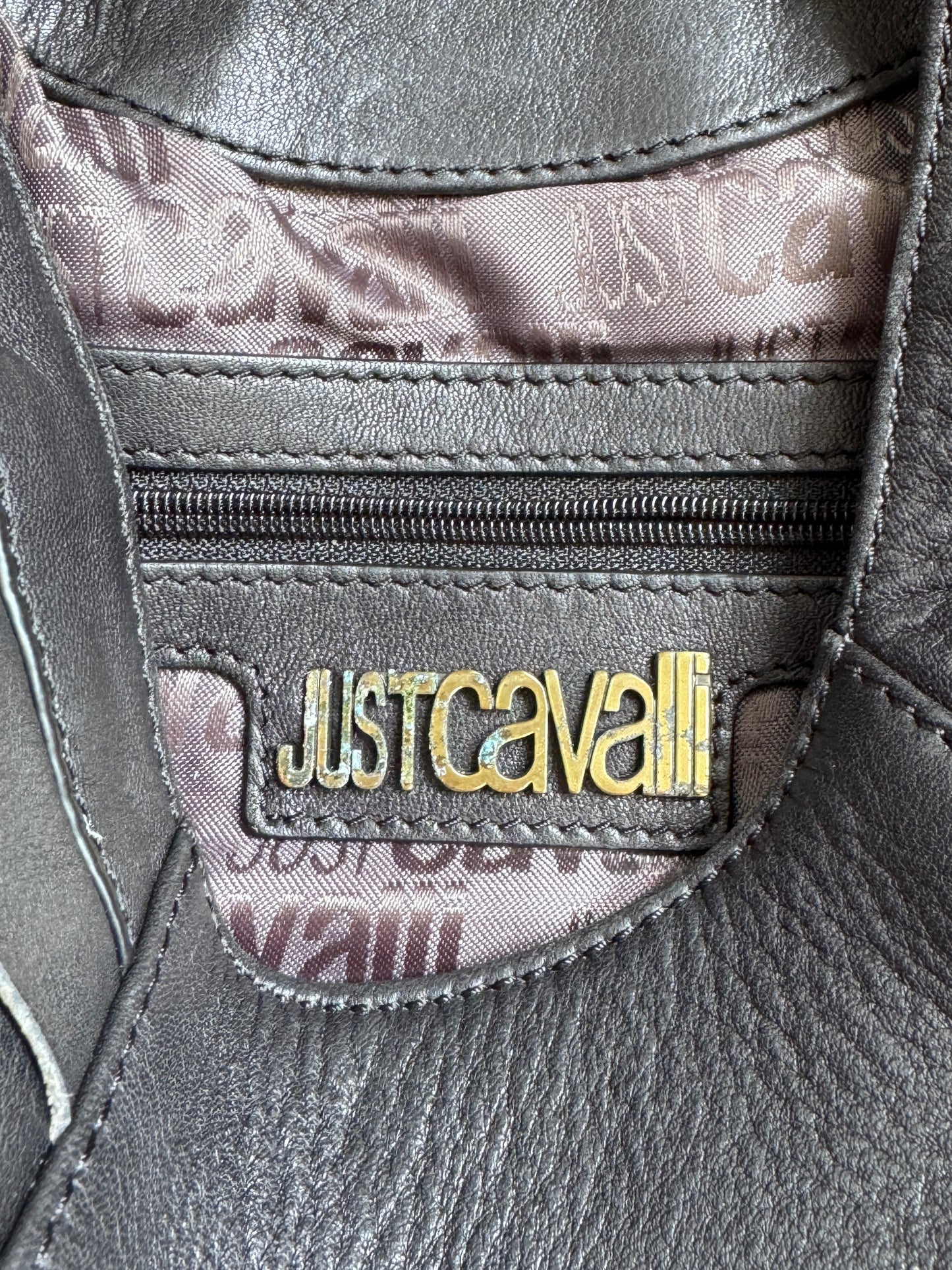 Just Cavalli Leather Layered Shoulder Bag