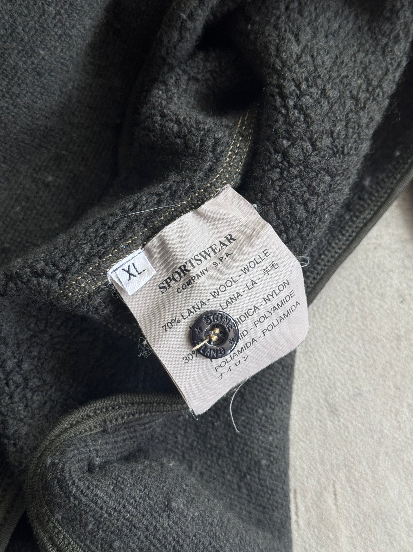 A/W 2001 Stone Island Button Down Wool Fleece Sweater