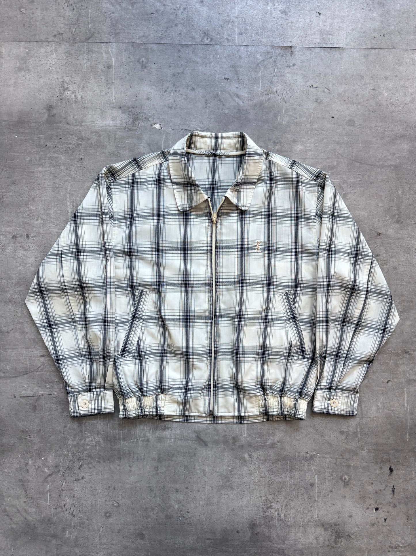 Yves Saint Laurent Monochrome Check Linen Harrington