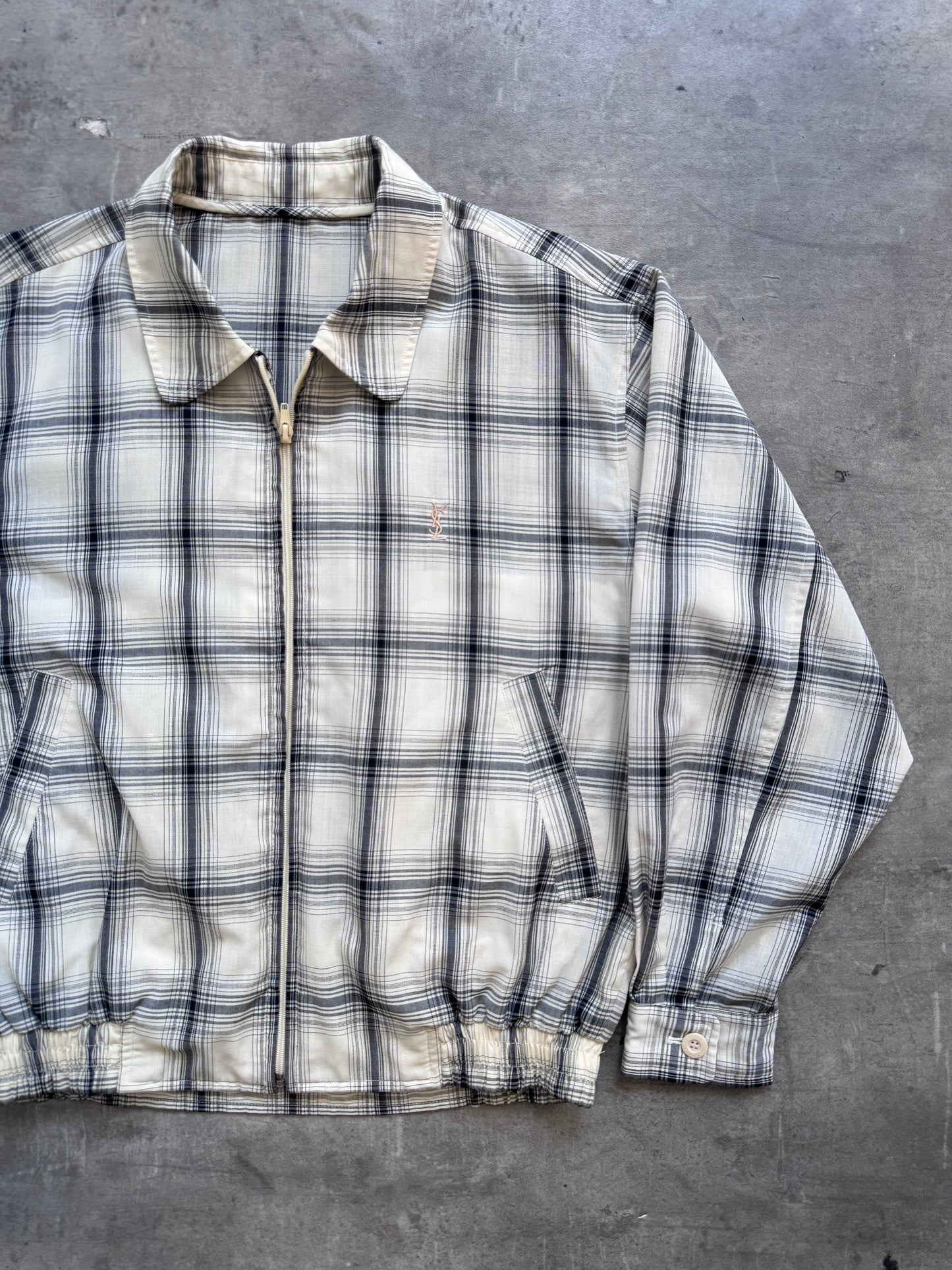 Yves Saint Laurent Monochrome Check Linen Harrington