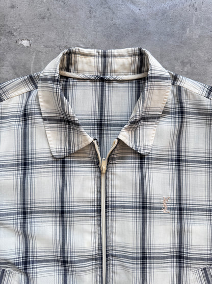 Yves Saint Laurent Monochrome Check Linen Harrington