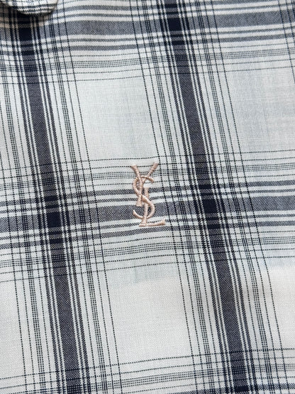 Yves Saint Laurent Monochrome Check Linen Harrington