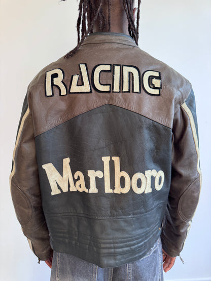 Top Gear Marlboro Patch Embellished Brown Colourblock Racing Jacket