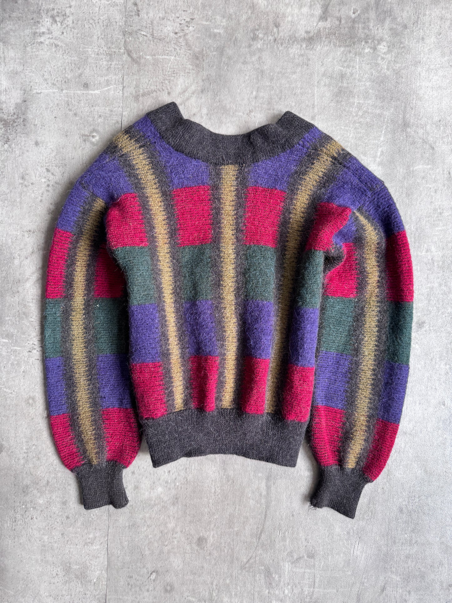 YSL Tri Tone Wool V-Neck Cardigan