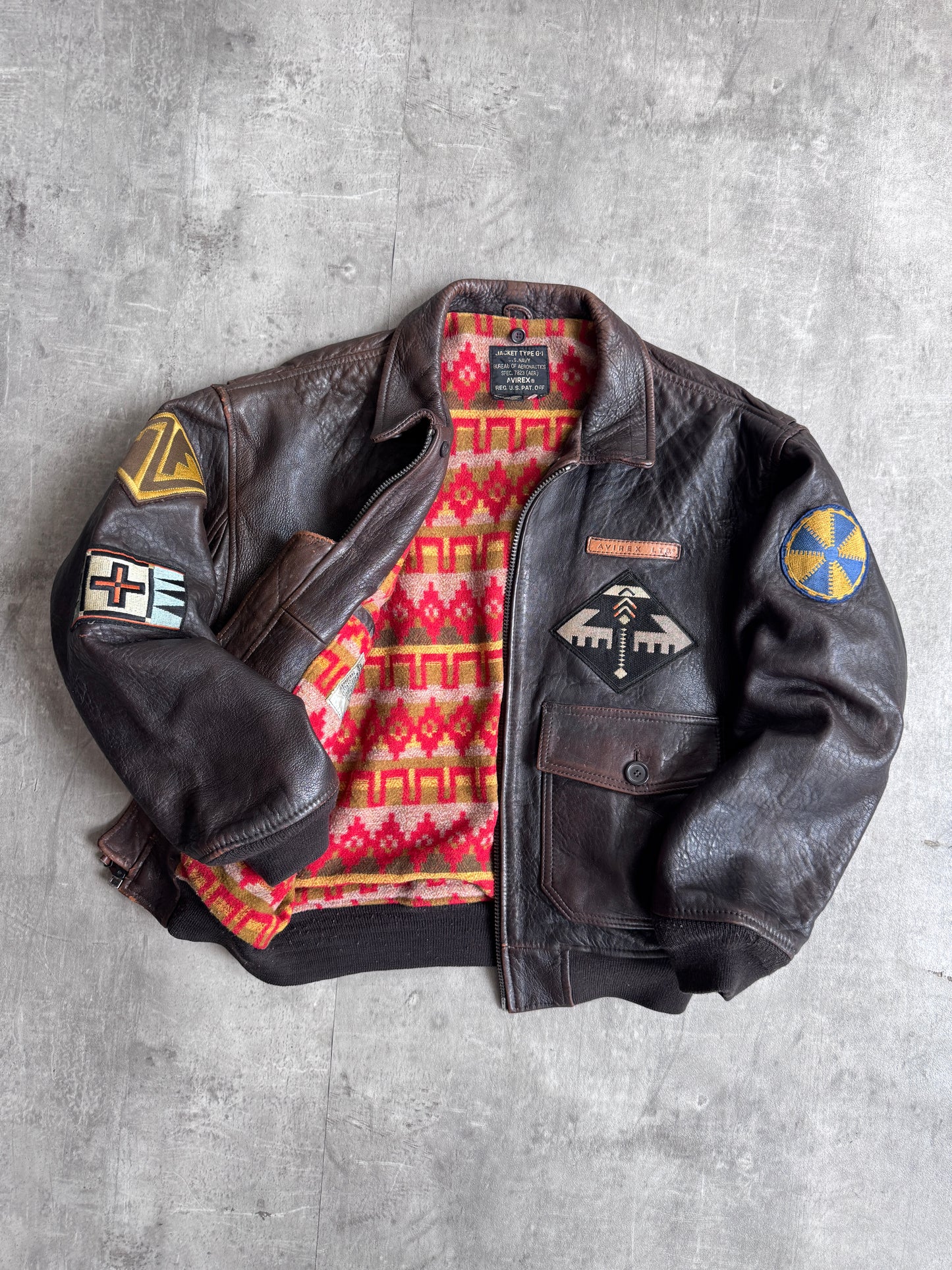 Avirex G-1 Blanket Lined US Navy Leather Jacket