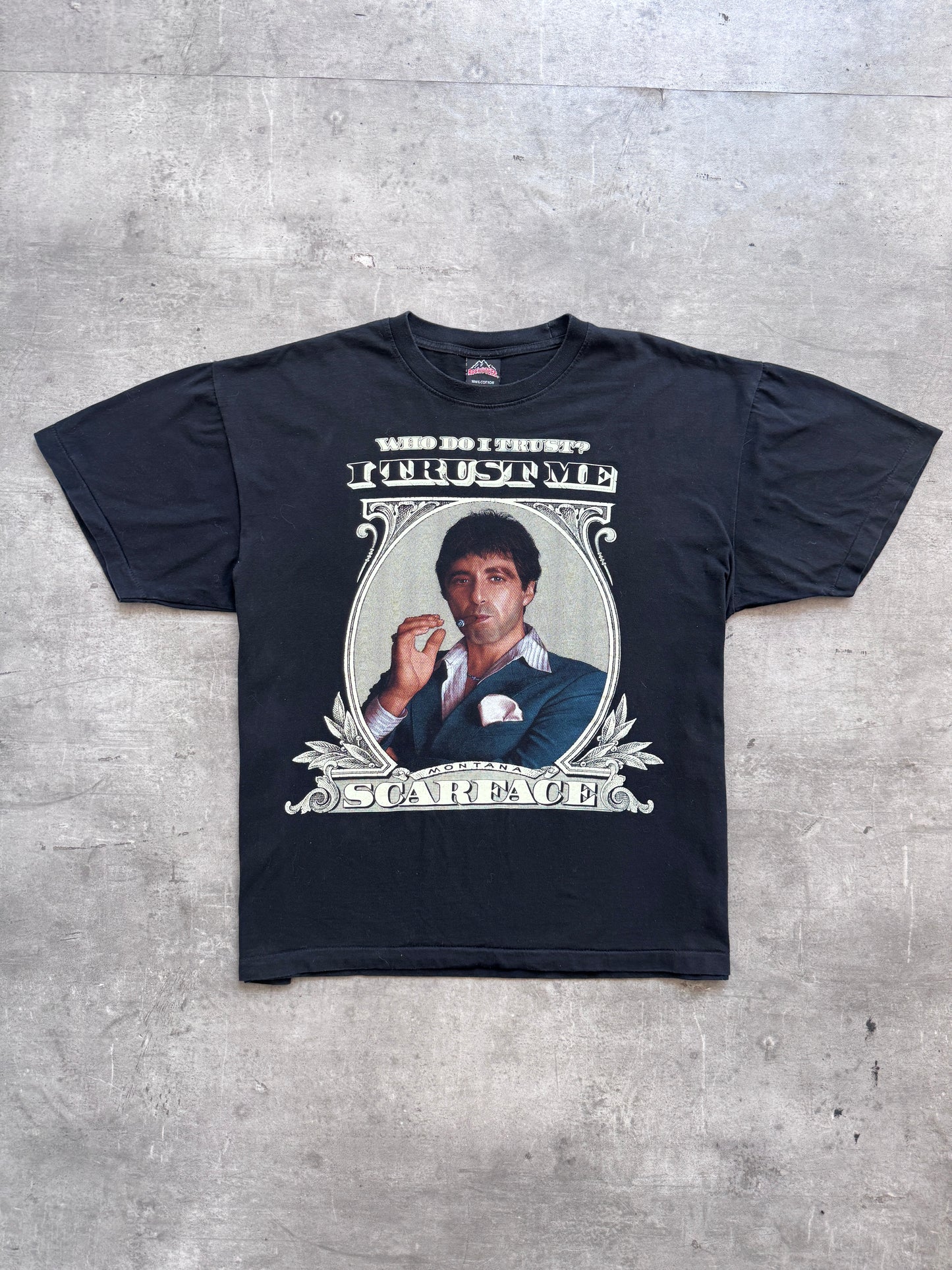 1990's 'Single Stitch" The Roxx Scarface Al Pacino "Who Do I Trust? I Trust Me" Graphic Tee