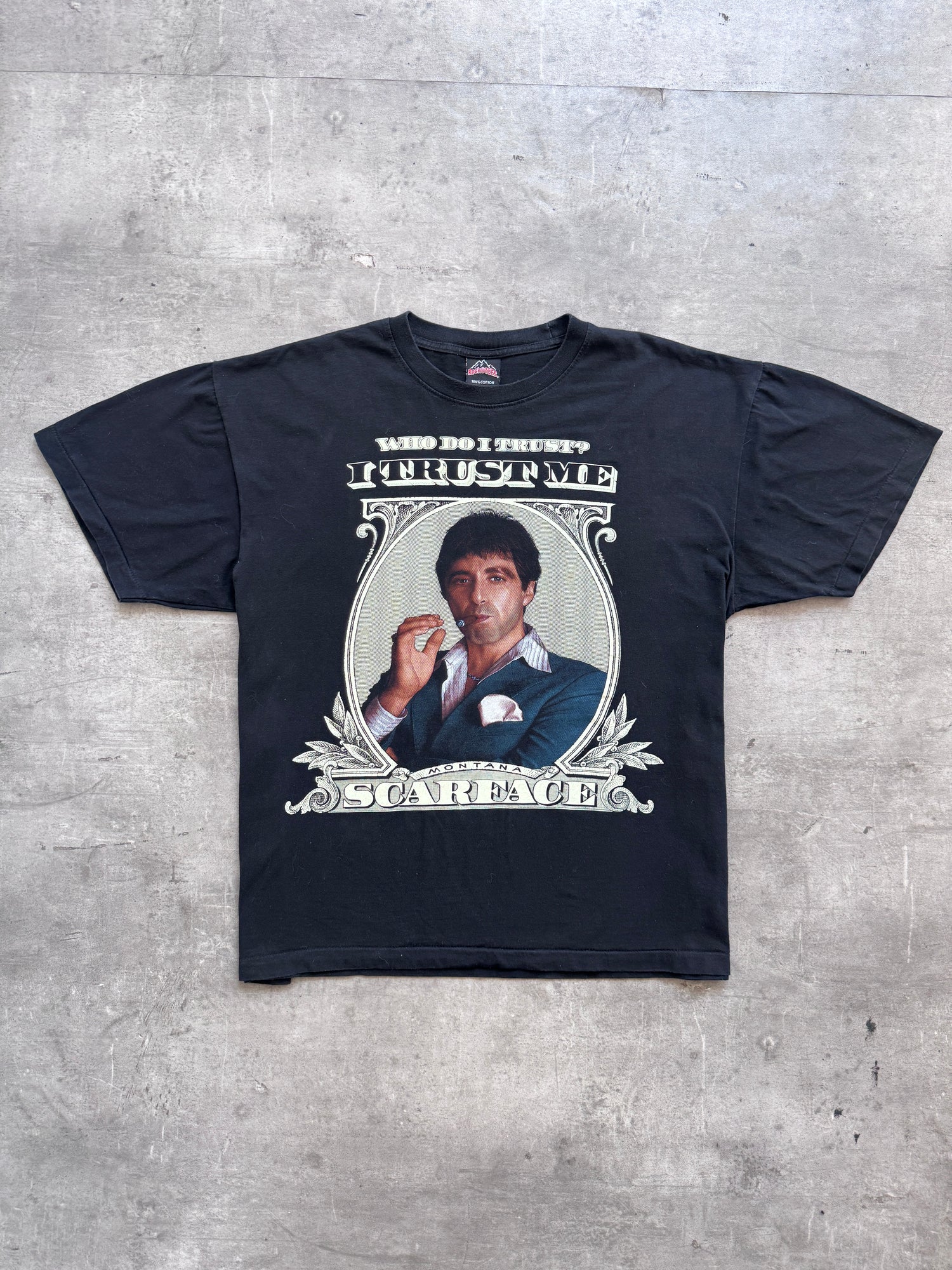 1990's 'Single Stitch" The Roxx Scarface Al Pacino "Who Do I Trust? I Trust Me" Graphic Tee