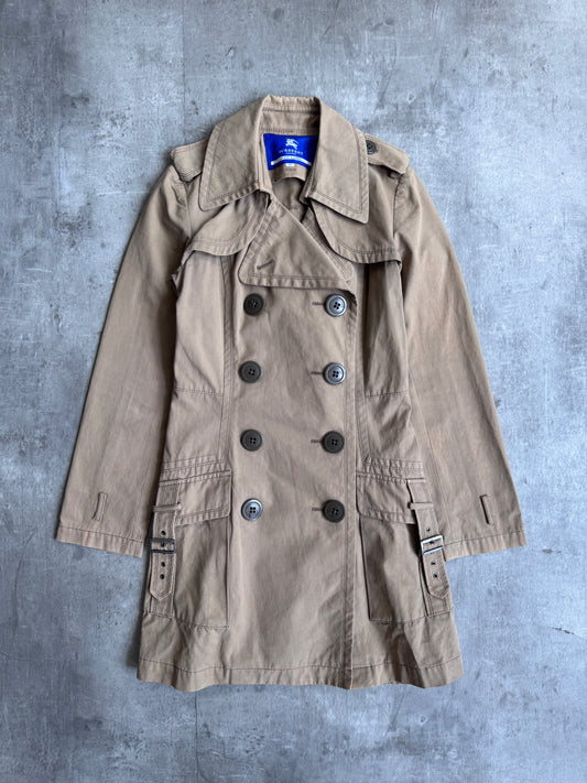 Burberry Beige Pleated Cotton Trench