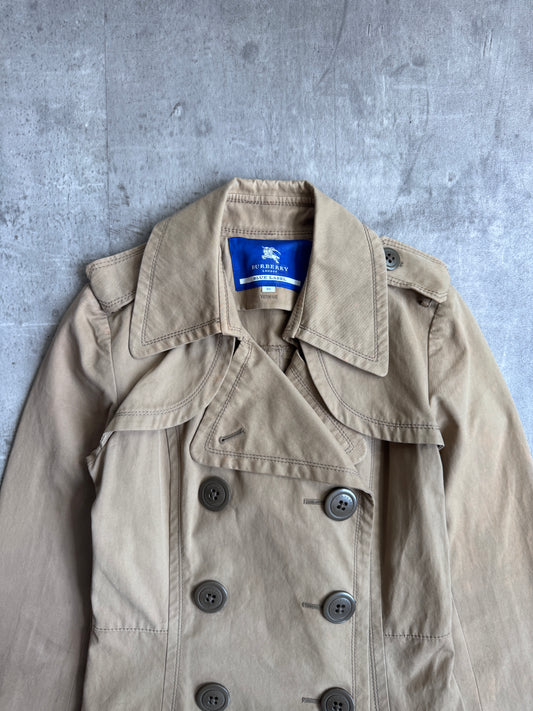 Burberry Beige Pleated Cotton Trench