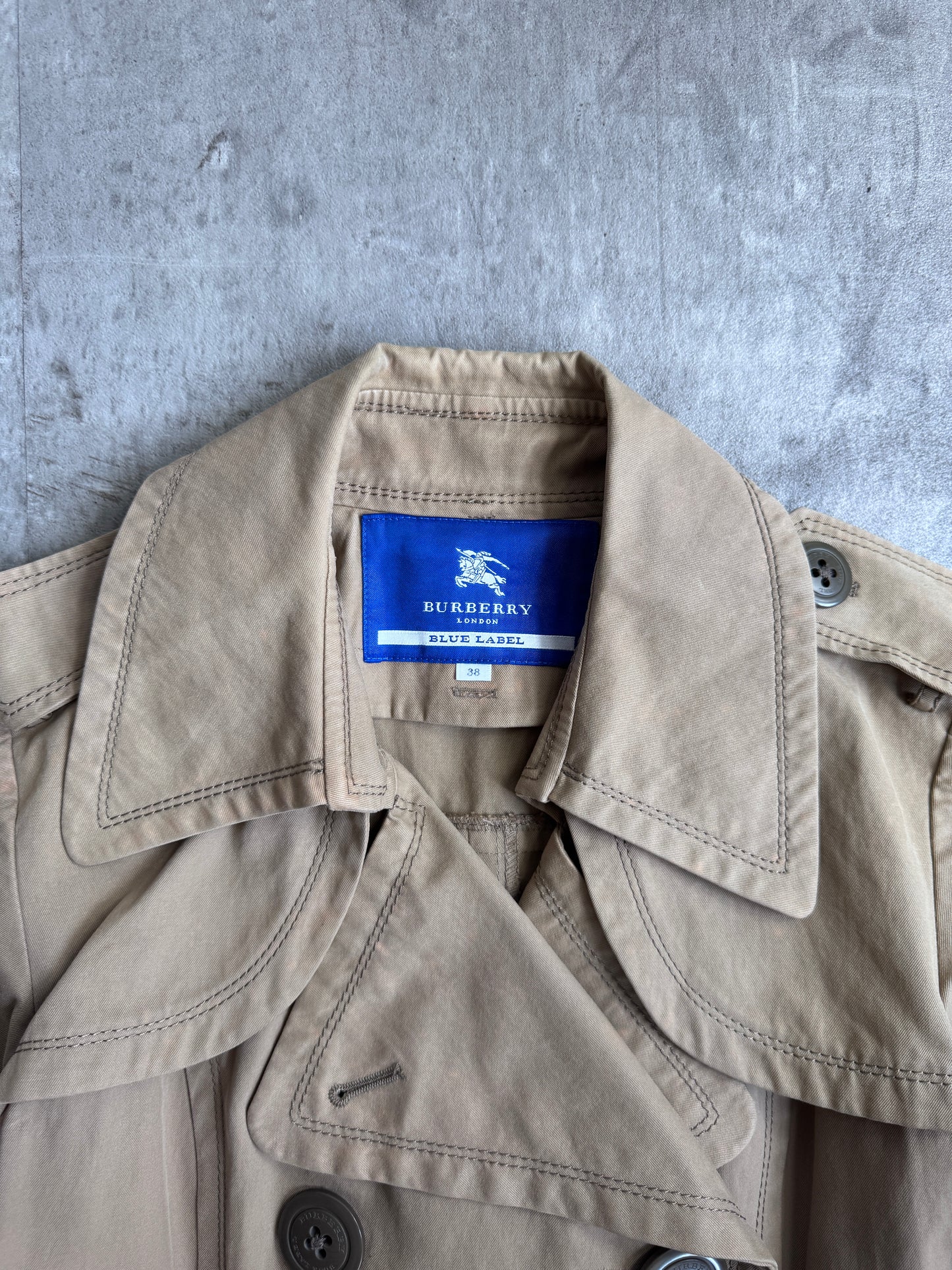 Burberry Beige Pleated Cotton Trench