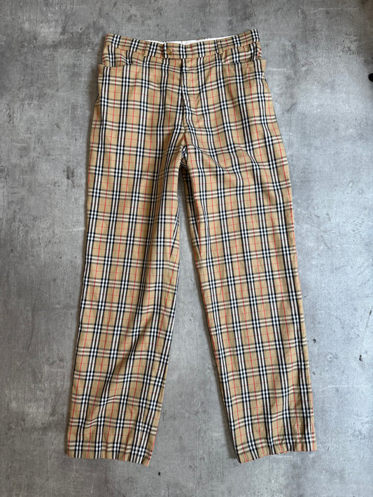 1980s Burberry Nova Check Print Tailored Trousers