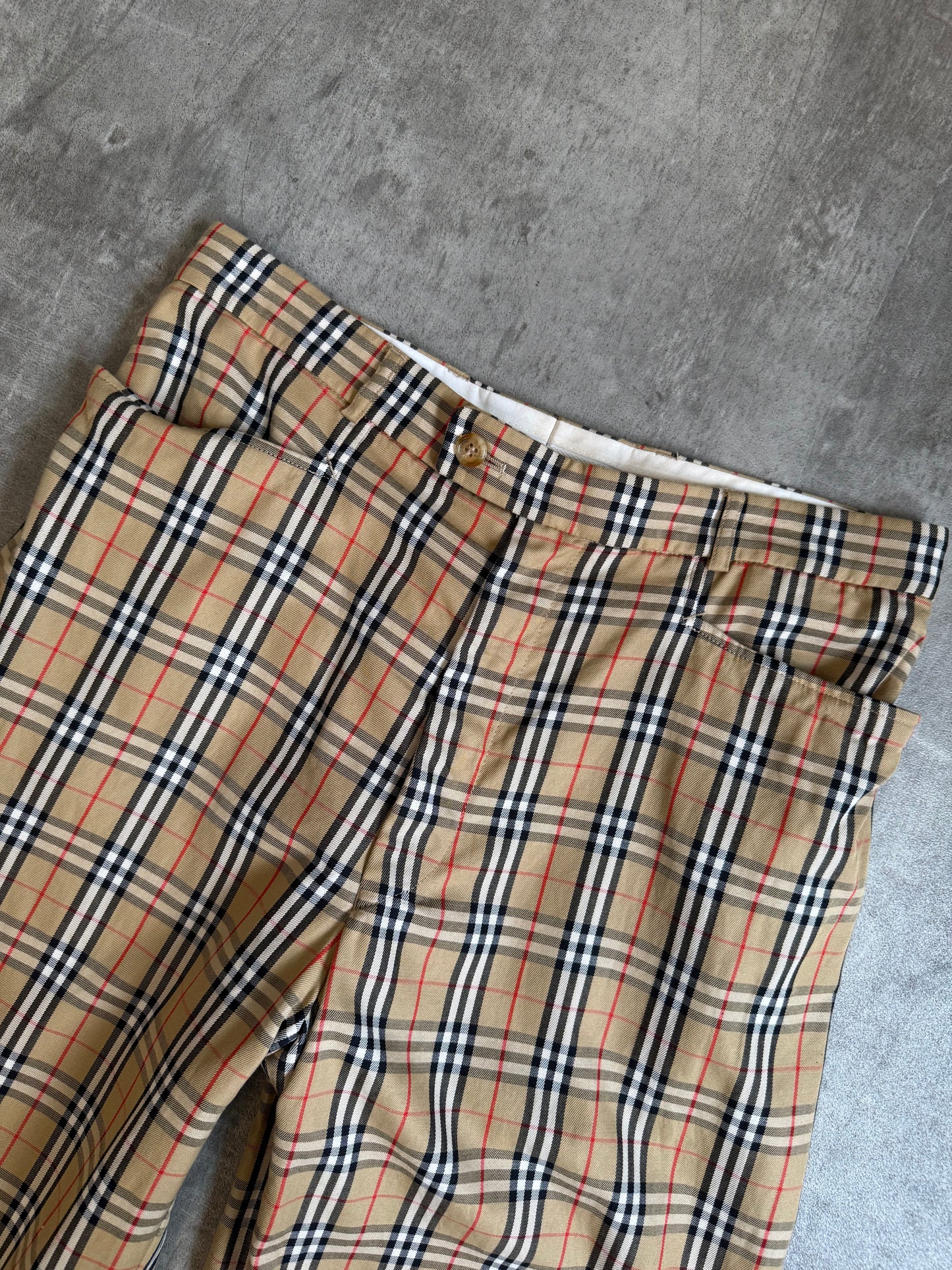 1980s Burberry Nova Check Print Tailored Trousers